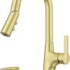 Pfister Tasso Kitchen Faucet with Pull Down Sprayer and Soap Dispenser, Single Handle, High Arc, Brushed Gold Finish, F5297TSOBG
