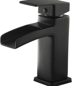 Single Control 4 inch Waterfall Bathroom Faucet,Matte Black