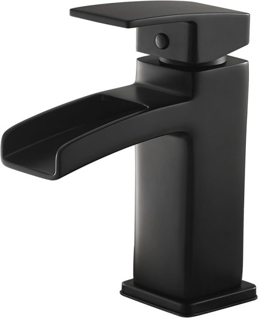 Single Control 4 inch Waterfall Bathroom Faucet,Matte Black
