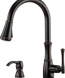 Pfister Wheaton Kitchen Faucet with Pull Down Sprayer and Soap Dispenser, Single Handle, High Arc, Tuscan Bronze Finish, F5297WHY 2