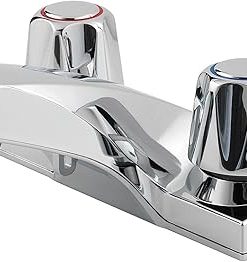 Pfister LG1435000 Pfirst Series 2-Handle 4 Inch Centerset Bathroom Faucet in Polished Chrome, Water-Efficiemt Model