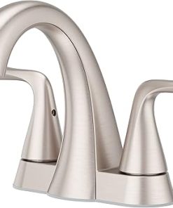 Pfister Willa Bathroom Sink Faucet, 4-Inch Centerset, 2-Handle, 3-Hole, Spot Defense Brushed Nickel Finish, LF048MALGS