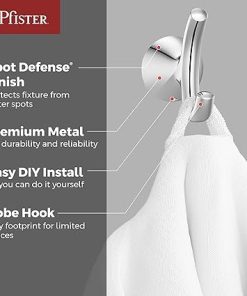 Pfister Willa Towel Hook, Bathroom Towel Hook, Wall-Mounted, Screw-In, Polished Chrome Finish, BRHWLL0C 2