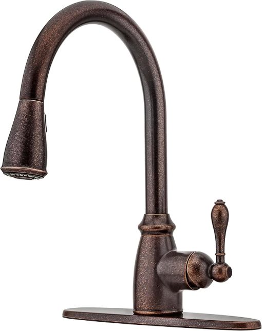 Pfister Canton Kitchen Faucet with Pull Down Sprayer, Single Handle, High Arc, Rustic Bronze Finish, F5297CNU - Image 2
