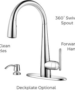 Pfister GT529-SMC Lita Single Handle Pull-Down Kitchen Faucet with Soap Dispenser, Chrome 2
