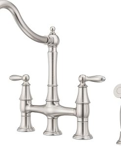 Pfister Courant Kitchen Faucet with Side Sprayer, 2-Handle, High Arc, Stainless Steel Finish, F0314COS