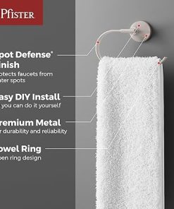 Pfister Vedra Towel Ring, Hand Towel Holder for Bathroom, Wall-Mounted, Screw-in, Spot Defense Brushed Nickel Finish, BRBVED0GS 2
