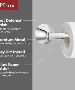 Pfister Willa Toilet Paper Holder, Bathroom Tissue Roll Holder, Wall-Mounted, Screw-In, Polished Chrome Finish, BPHWLL0C 2