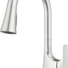 Pfister GT529-BI Brislin 1.8 GPM Single Hole Pull Down Kitchen Faucet with AutoDock Sprayhead, Pfast Connect, and Pforever Seal Valves – Stainless Steel 4