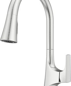 Pfister Norden Kitchen Faucet with Pull Down Sprayer, Single Handle, High Arc, Stainless Steel Finish, GT529NRS