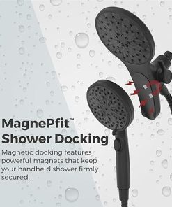 Pfister HydroFuse Shower Head and Handheld Combo, Hose Included, Magnetic Docking, 6-Function, 2.5 GPM, Spot Defense Matte Black Finish, 020HFM01SDB 2