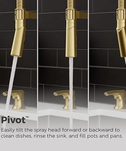 Pfister Ceylon Commercial Culinary Kitchen Faucet with Pull Down Sprayer and Soap Dispenser, Single Handle, High Arc, Brushed Gold Finish, F5297CLOCBG 2