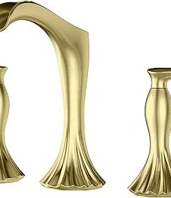 Pfister LG49-RH1BG Rhen Widespread Waterfall Bathroom Sink Faucet, Brushed Gold