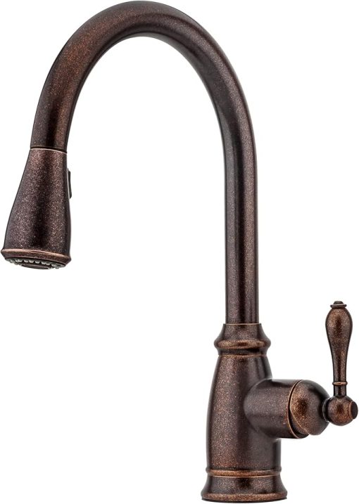 Pfister Canton Kitchen Faucet with Pull Down Sprayer, Single Handle, High Arc, Rustic Bronze Finish, F5297CNU