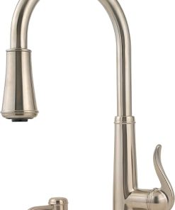 Pfister Ashfield 1-Handle Pull-Down Kitchen Faucet with Soap Dispenser, Brushed Nickel