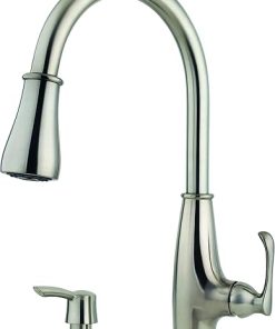 Pfister LF-529-7AYS Ainsley 1-Handle Pull-Down Kitchen Faucet with Soap Dispenser in Stainless Steel, 1.8gpm
