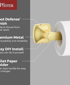 Pfister Vaneri Toilet Paper Holder, Bathroom Tissue Roll Holder, Wall-Mounted, Screw-in, Brushed Gold Finish, BPHVRI0BG 2