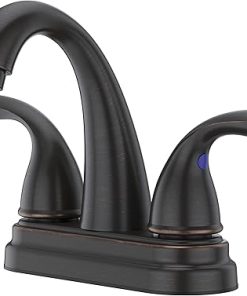 Pfister Pfirst Series Bathroom Sink Faucet, 4-Inch Centerset, 2-Handle, 3-Hole, Tuscan Bronze Finish, LG148700Y