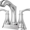 Pfister LG48-WD0 Woodbury 1.2 GPM Centerset Bathroom Faucet with TiteSeal Mounting and Spot Defense Technologies – Includes Push & Seal Drain Assembly - Polished Chrome