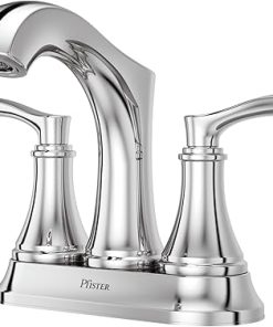 Pfister LG48-WD0 Woodbury 1.2 GPM Centerset Bathroom Faucet with TiteSeal Mounting and Spot Defense Technologies – Includes Push & Seal Drain Assembly - Polished Chrome