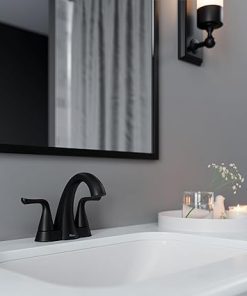Pfister Willa Bathroom Sink Faucet, 4-Inch Centerset, 2-Handle, 3-Hole, Spot Defense Matte Black Finish, LF048MALSDB 2