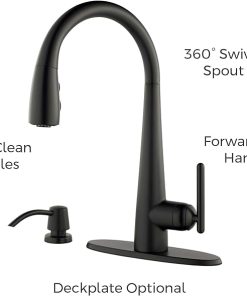 Pfister GT529-SMB Lita Single Handle Pull-Down Kitchen Faucet with Soap Dispenser, Matte Black 2