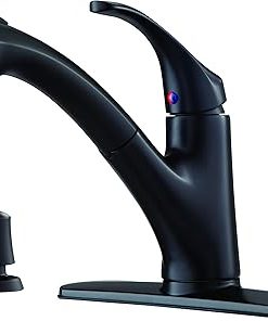 Pfister FWKP701B Shelton 1-Handle Pull-Out Kitchen Faucet with Soap Dispenser, Matte Black