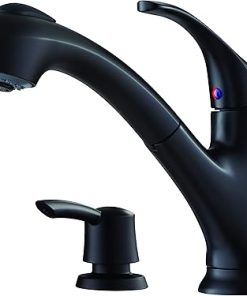 Pfister FWKP701B Shelton 1-Handle Pull-Out Kitchen Faucet with Soap Dispenser, Matte Black 2
