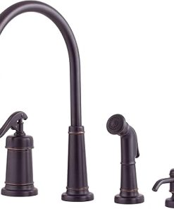 Pfister Ashfield Kitchen Faucet with Side Sprayer and Soap Dispenser, Single Handle, High Arc, Tuscan Bronze Finish, LG264YPY