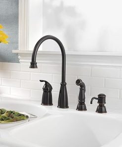 Pfister Avalon Kitchen Sink Faucet with Side Sprayer and Soap Dispenser, Single Handle, High Arc, Tuscan Bronze Finish, GT264CBY 2