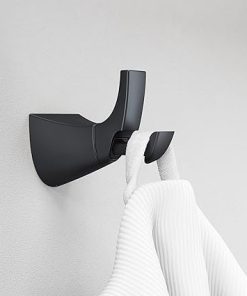 Pfister Karci Bathroom Towel Hook Robe Hook Coat Hook, Wall-Mounted, Screw-In, Matte Black Finish, BRHKA0B 2