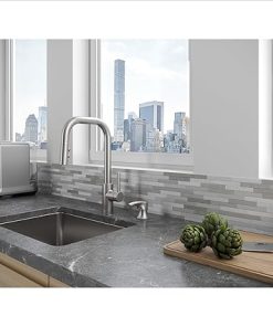 Pfister Zanna Kitchen Faucet with Pull Down Sprayer and Soap Dispenser, Single Handle, High Arc, Spot Defense Stainless Steel Finish, F5297ZNRGS 2