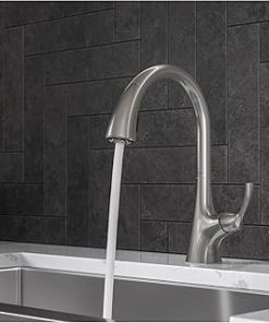 Pfister Masey Kitchen Faucet with Pull Down Sprayer and Soap Dispenser, Single Handle, High Arc, Stainless Steel Finish, F5297MCS 2