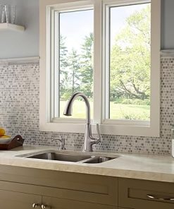 Pfister Pasadena Kitchen Faucet with Pull Down Sprayer and Soap Dispenser, Single Handle, High Arc, Stainless Steel Finish, F5297PDS 2
