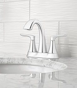 Pfister Weller Bathroom Sink Faucet, 4-Inch Centerset, 2-Handle, 3-Hole, Polished Chrome Finish, LG48WR0C 2