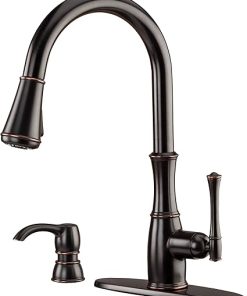 Pfister Wheaton Kitchen Faucet with Pull Down Sprayer and Soap Dispenser, Single Handle, High Arc, Tuscan Bronze Finish, F5297WHY