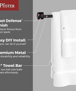 Pfister Vaneri Bath Towel Bar for Bathroom, 24-Inch, Wall-Mounted, Screw-In, Matte Black Finish, BTBVRI2B 2