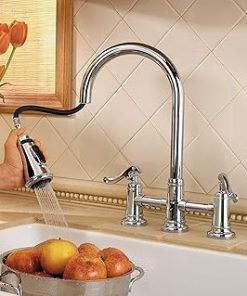 Pfister LG531YPC Ashfield Pull-down Bridge Kitchen Faucet with 2 Handles, Polished Chrome, 1.8 gpm 2